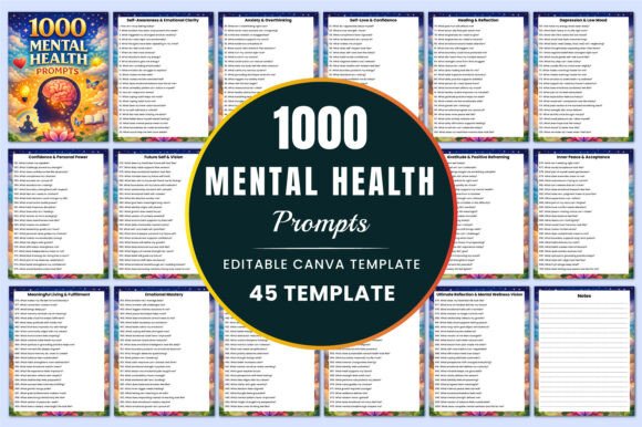 Download 1000 Mental Health Prompts KDP Interiors - Health Collection