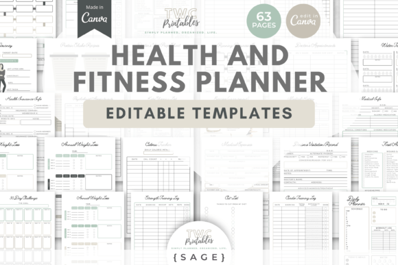 Download Health &amp; Fitness Planner Canva Templates - Health Collection