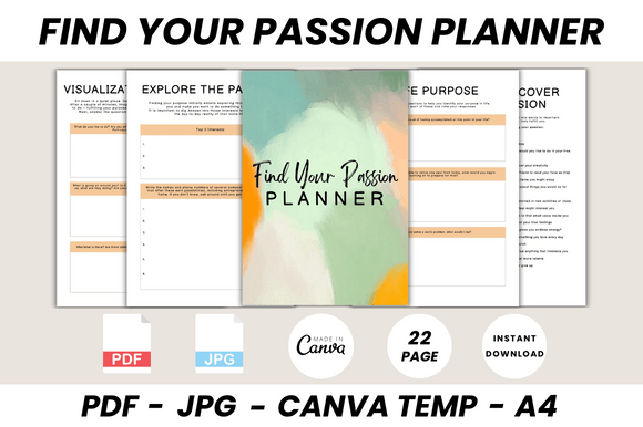 Download Find Your Passion Planner Canva Template - Premium Resources