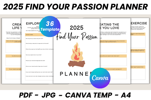 Download 2025 Find Your Passion Planner Canva - Premium Bundle