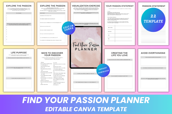 Download Find Your Passion Planner Canva KDP - Premium Resources