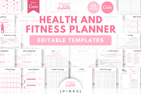Download Health &amp; Fitness Planner Canva Templates - Health Collection