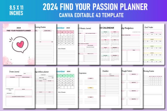 Download 2024 Find Your Passion Planner Canva KDP - Find your passion planner Collection