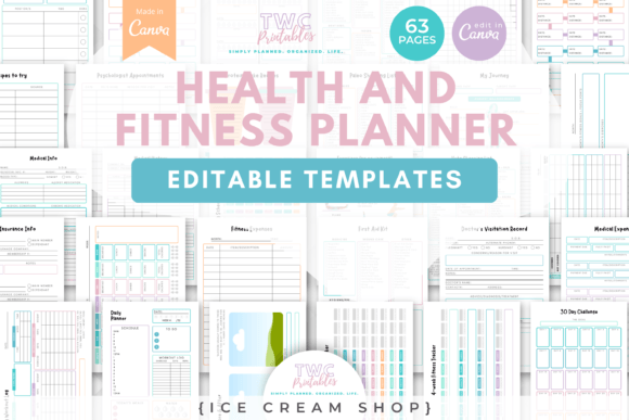 Download Health &amp; Fitness Planner Canva Templates - Health Collection